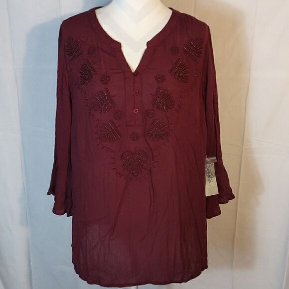 Cathrines Beaded Leaf Blouse - Picture 1 of 8
